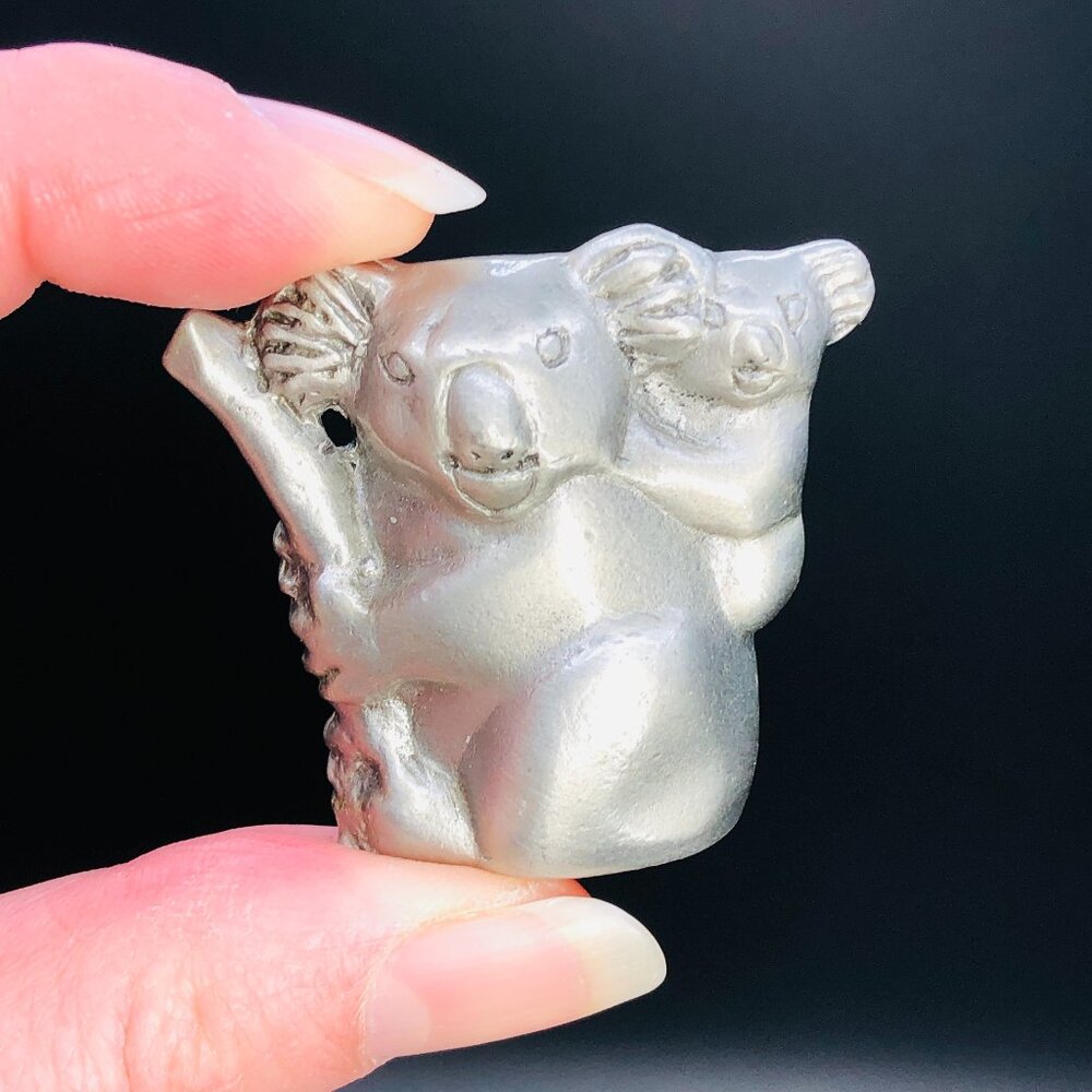 Vintage Royal Selangor Pewter Koala Bear Mom Baby Miniature Figurine- Retired